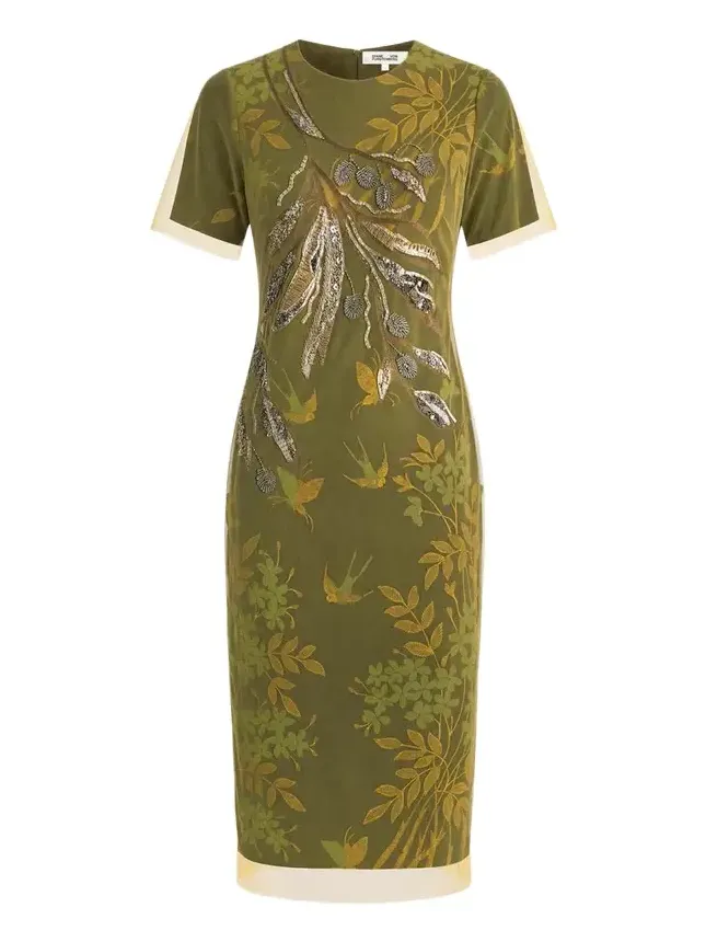 Olive Embroidered Floral Midi Dress Olive Embroidered Floral Midi Dress