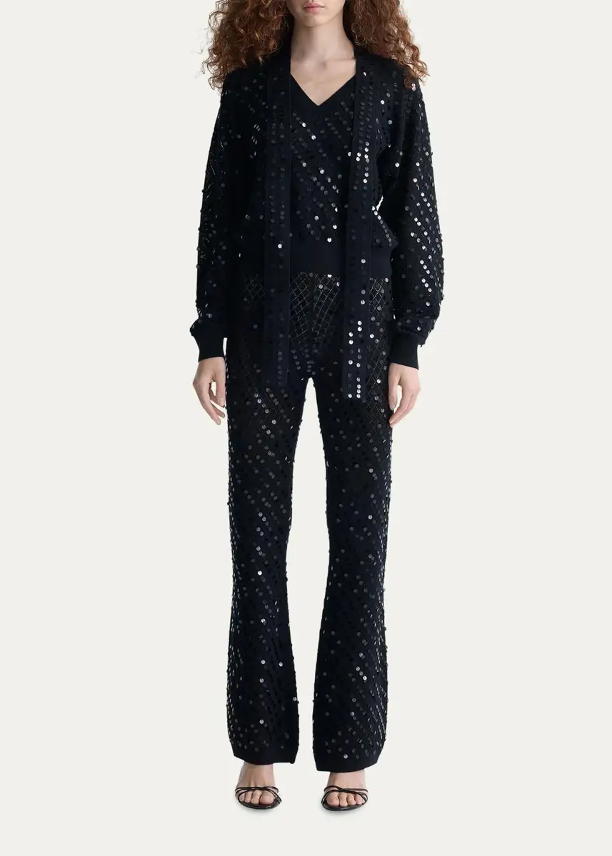 Diane von Furstenberg Perry Pointelle Knit Paillette Pants | Thumbnail 2