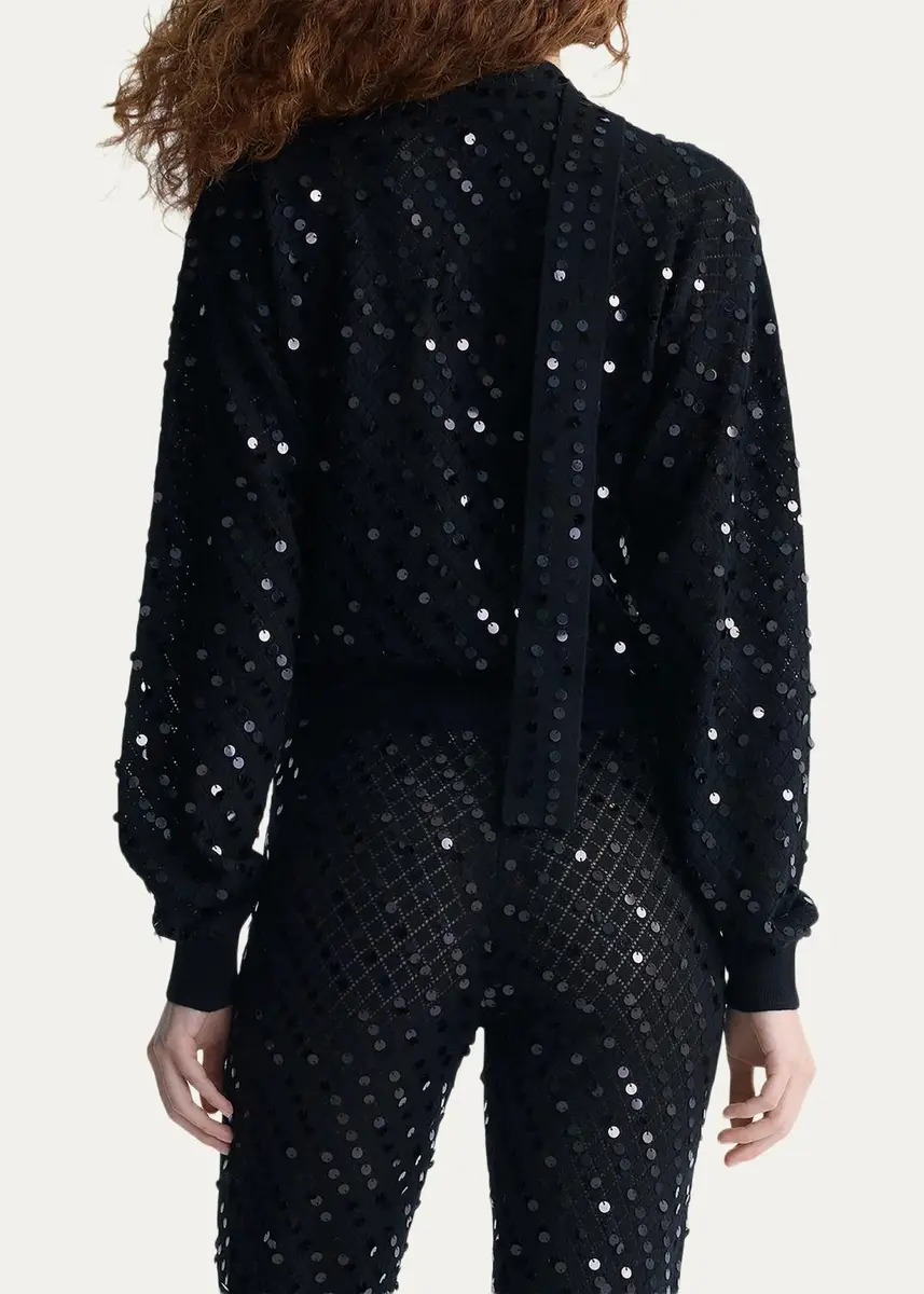 Diane von Furstenberg Perry Pointelle Knit Paillette Pants | Thumbnail 3