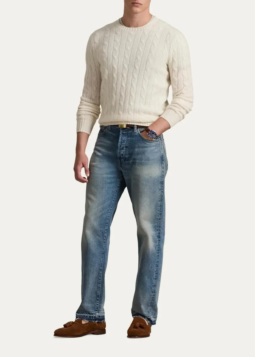 Polo Ralph Lauren Men's The Iconic Cable-Knit Cashmere Sweater | Thumbnail 2 Polo Ralph Lauren Men's The Iconic Cable-Knit Cashmere Sweater | Thumbnail 2