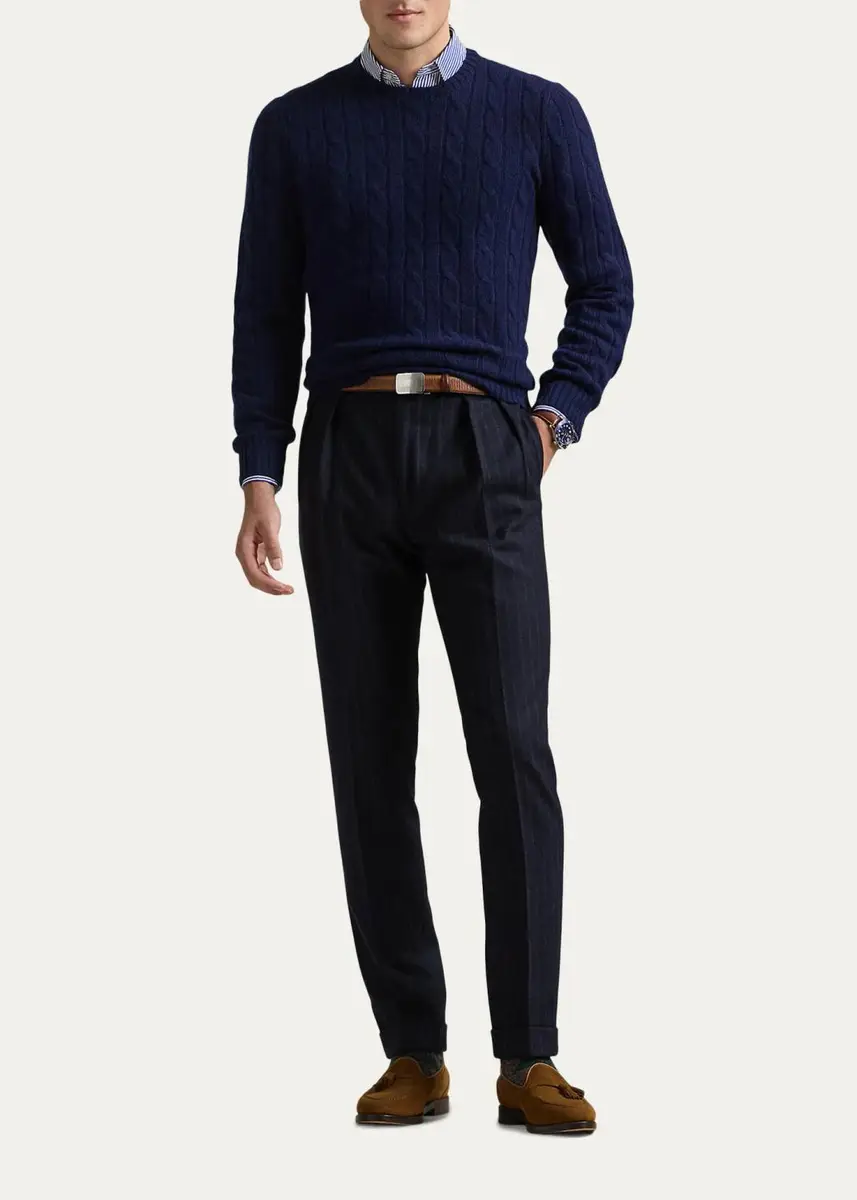 Polo Ralph Lauren Men's The Iconic Cable-Knit Cashmere Sweater | Thumbnail 2