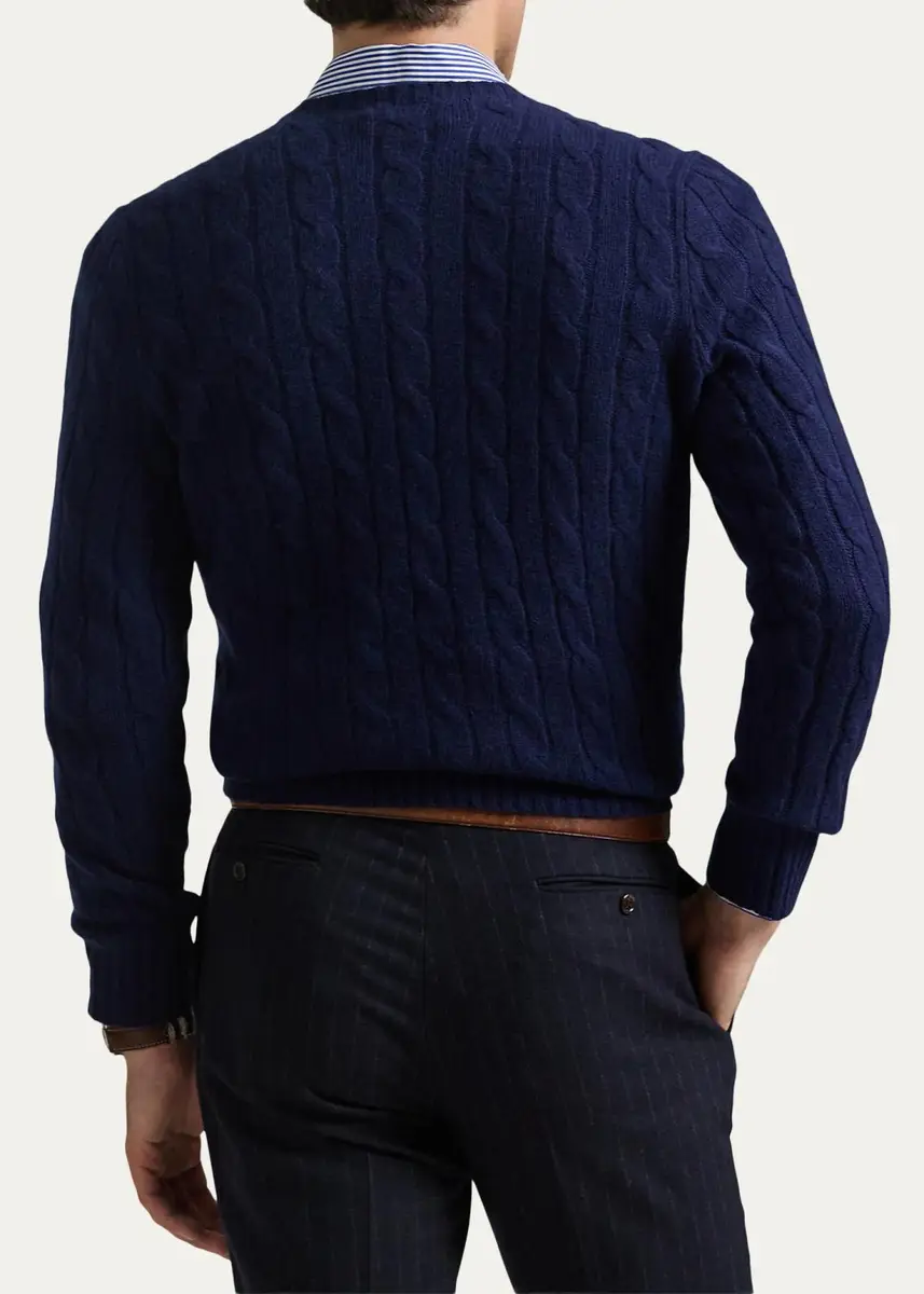 Polo Ralph Lauren Men's The Iconic Cable-Knit Cashmere Sweater | Thumbnail 3
