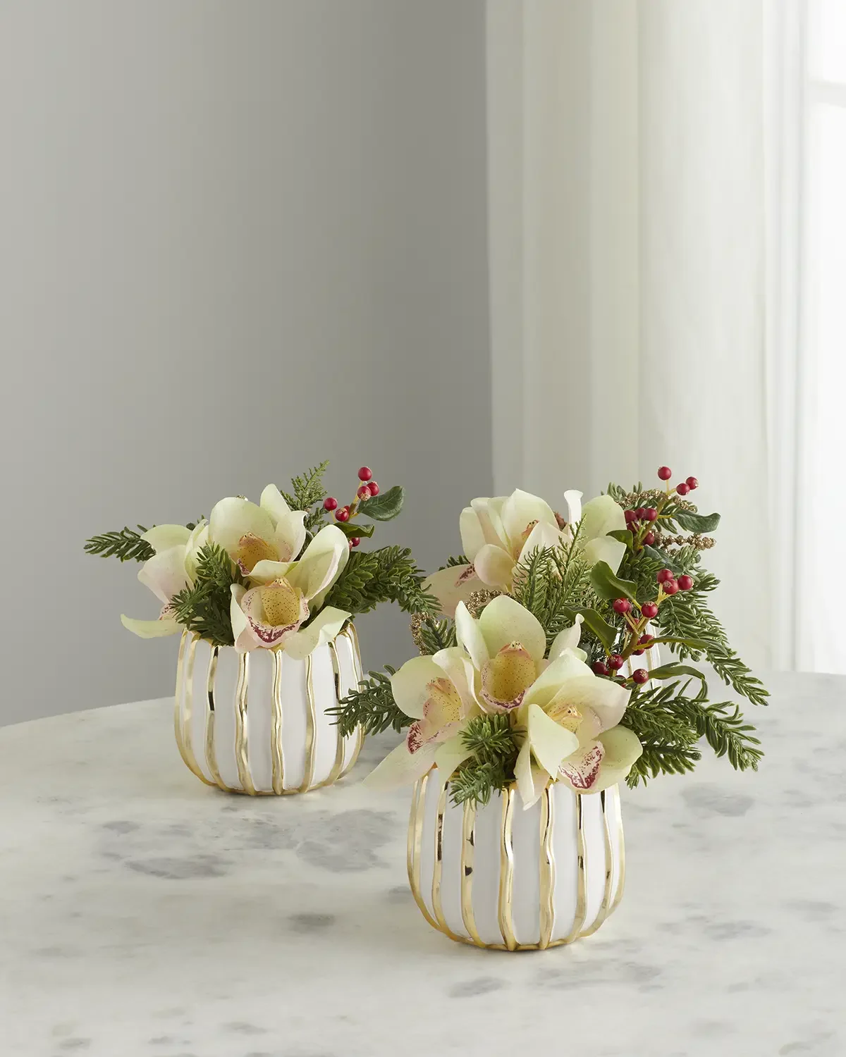 T & C Floral Company Pave Christmas Orchids, Set of 3