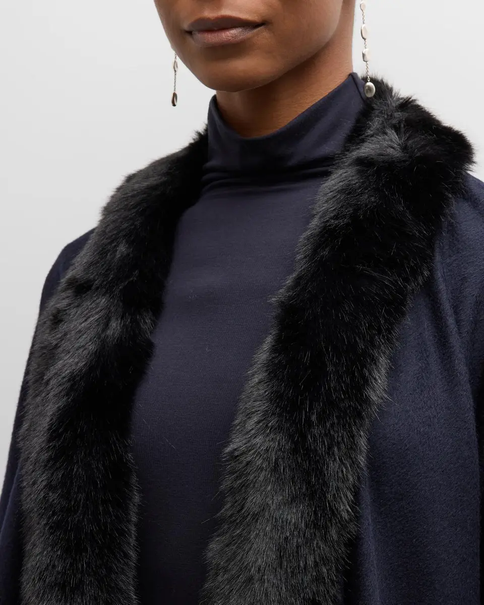 Sofia Cashmere Cashmere Cape With Faux Fur Trim | Thumbnail 5 Sofia Cashmere Cashmere Cape With Faux Fur Trim | Thumbnail 5