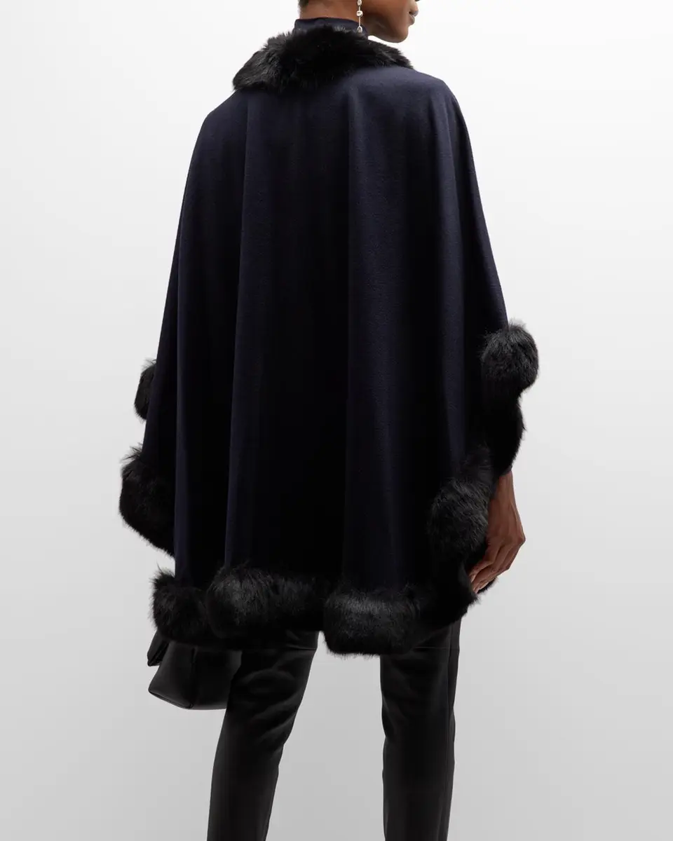 Sofia Cashmere Cashmere Cape With Faux Fur Trim | Thumbnail 6 Sofia Cashmere Cashmere Cape With Faux Fur Trim | Thumbnail 6