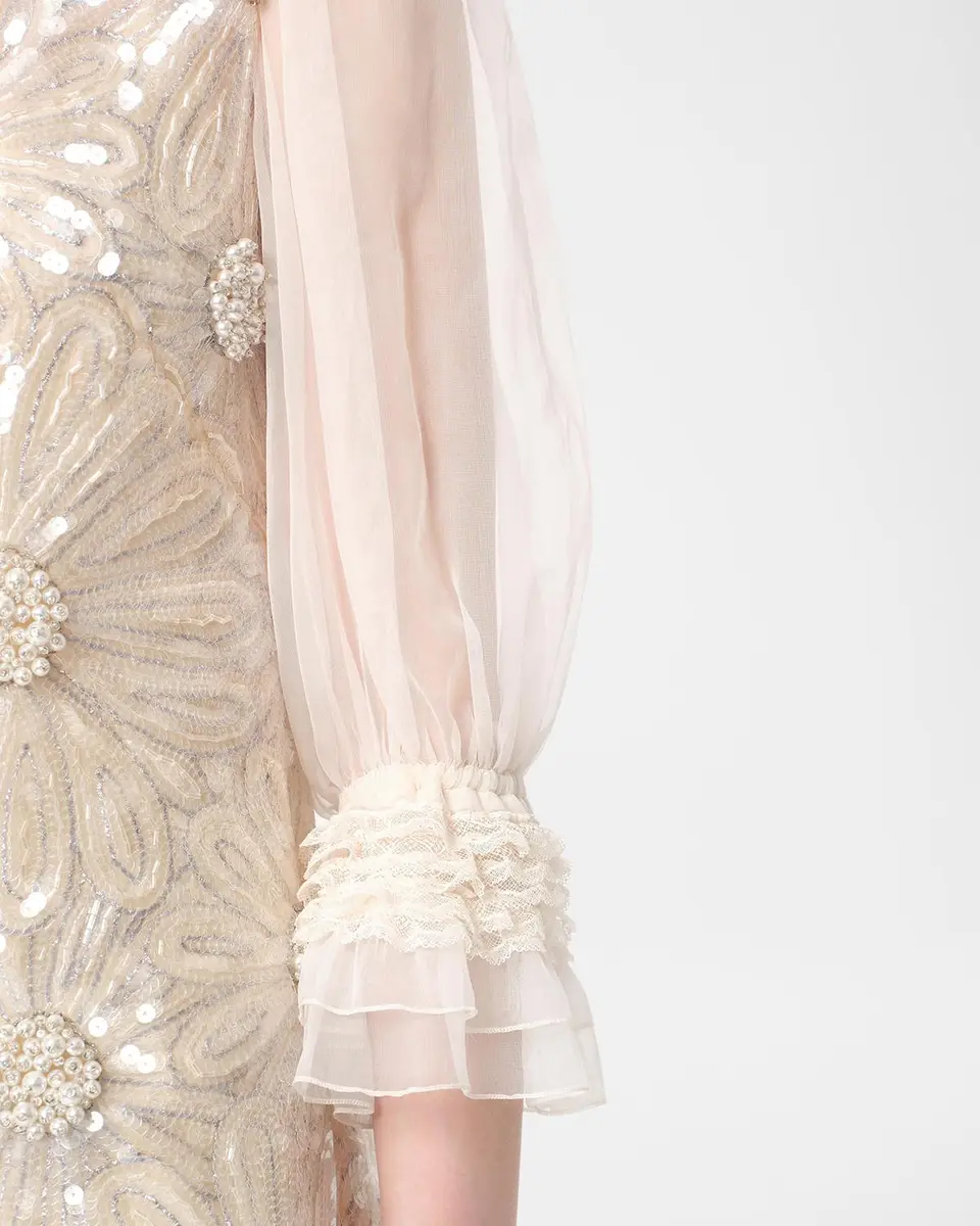 Valentino Garavani Floral Sequined Sheer Lace-Sleeve Mini Dress | Thumbnail 5 Valentino Garavani Floral Sequined Sheer Lace-Sleeve Mini Dress | Thumbnail 5