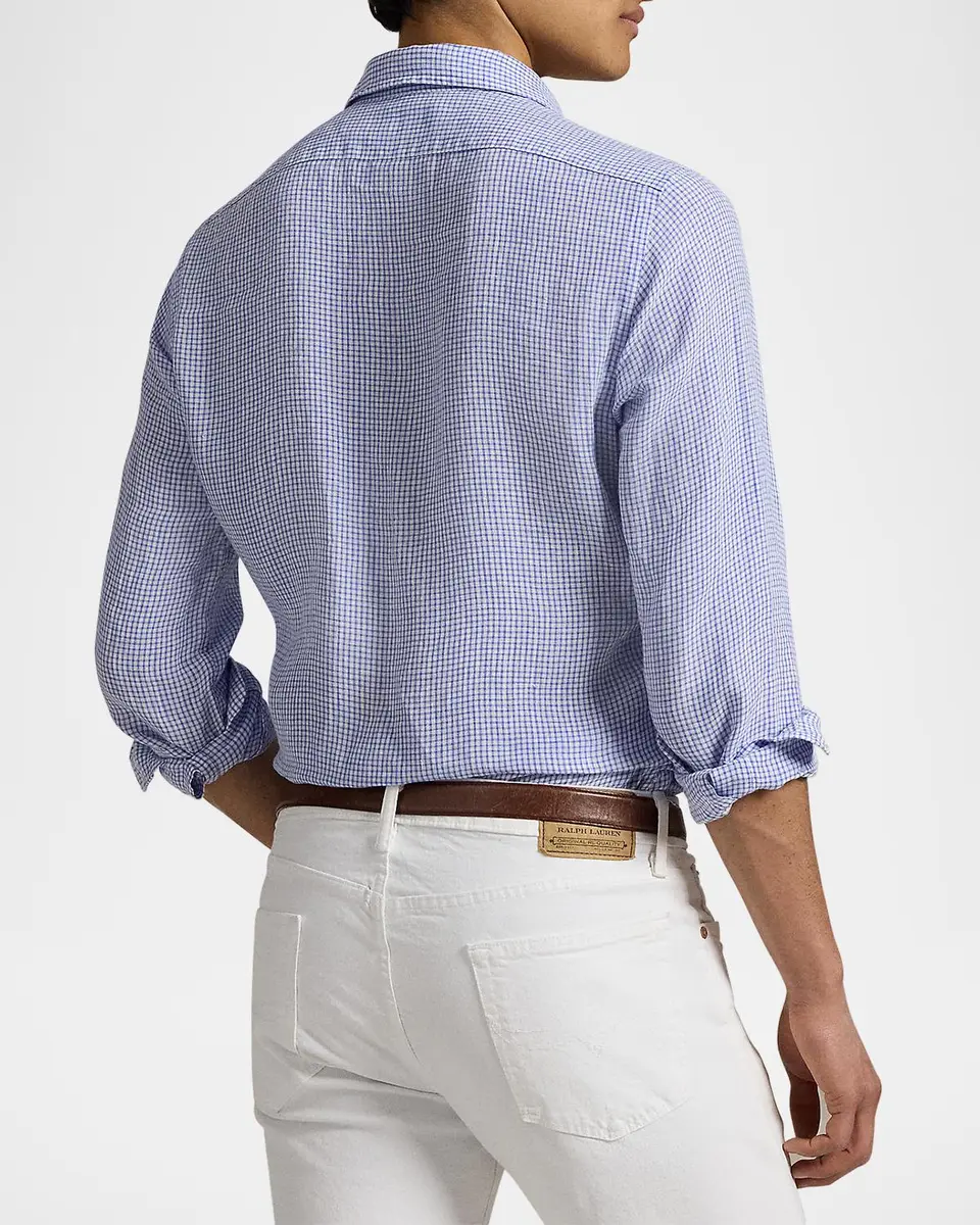 Polo Ralph Lauren Men's Classic-Fit Checked Linen Sport Shirt | Thumbnail 3 Polo Ralph Lauren Men's Classic-Fit Checked Linen Sport Shirt | Thumbnail 3