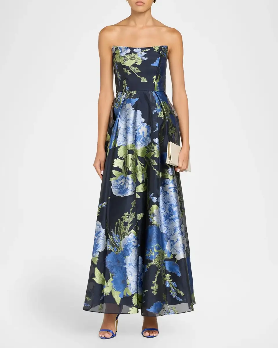 Kay Unger New York Willow Floral Metallic Organza Gown | Thumbnail 2 Kay Unger New York Willow Floral Metallic Organza Gown | Thumbnail 2