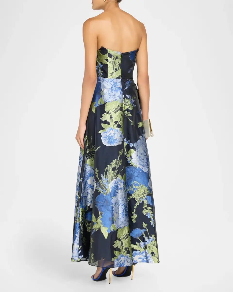 Kay Unger New York Willow Floral Metallic Organza Gown | Thumbnail 3 Kay Unger New York Willow Floral Metallic Organza Gown | Thumbnail 3