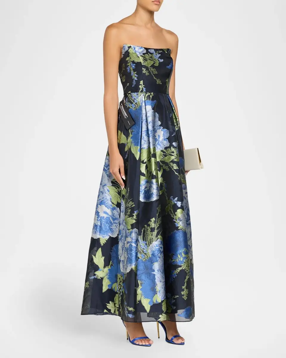 Kay Unger New York Willow Floral Metallic Organza Gown | Thumbnail 4 Kay Unger New York Willow Floral Metallic Organza Gown | Thumbnail 4