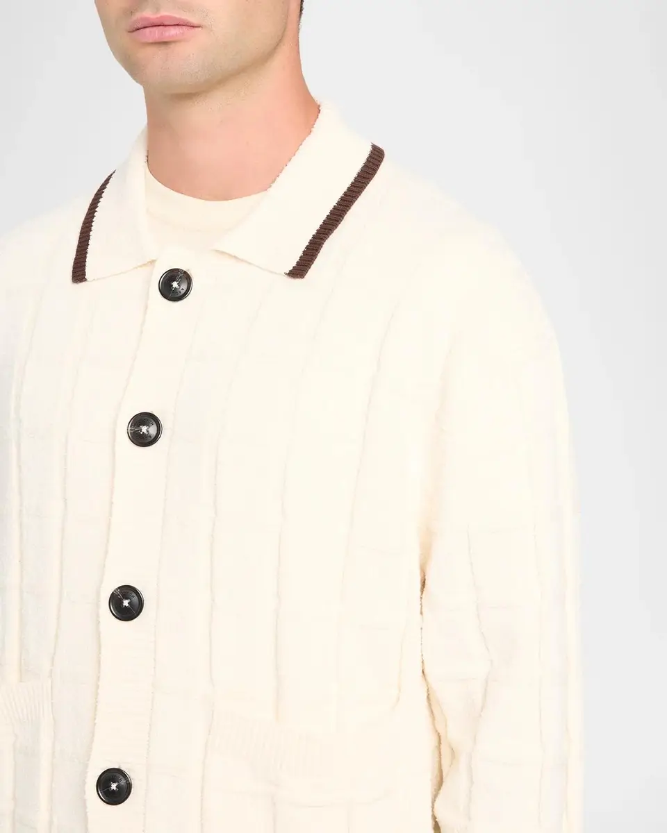 Scotch & Soda Men's Grid Knit Tipped Polo Cardigan | Thumbnail 5 Scotch & Soda Men's Grid Knit Tipped Polo Cardigan | Thumbnail 5