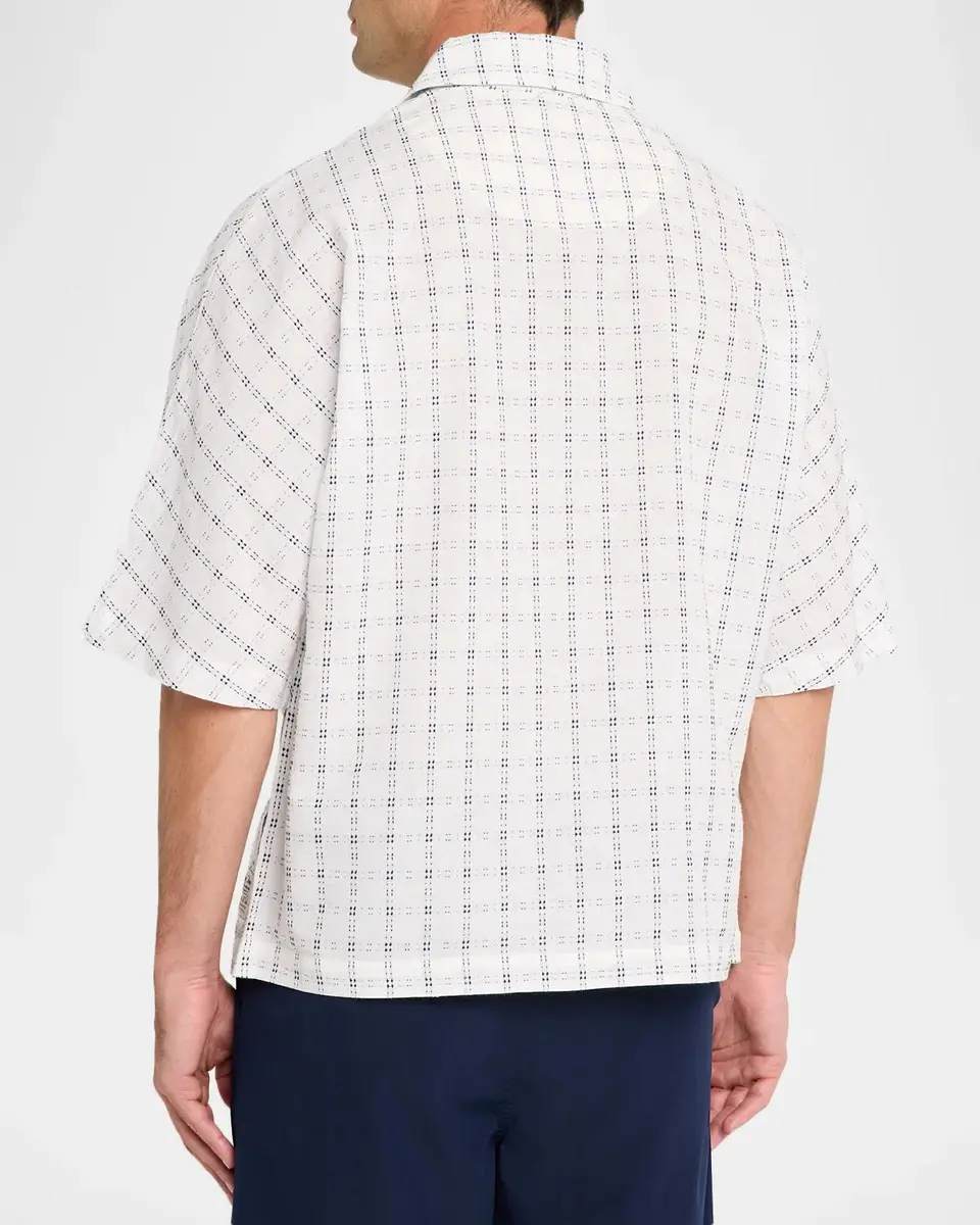 Maison Scotch Men's Check Loose-Fit Pocket Short-Sleeve Shirt | Thumbnail 3