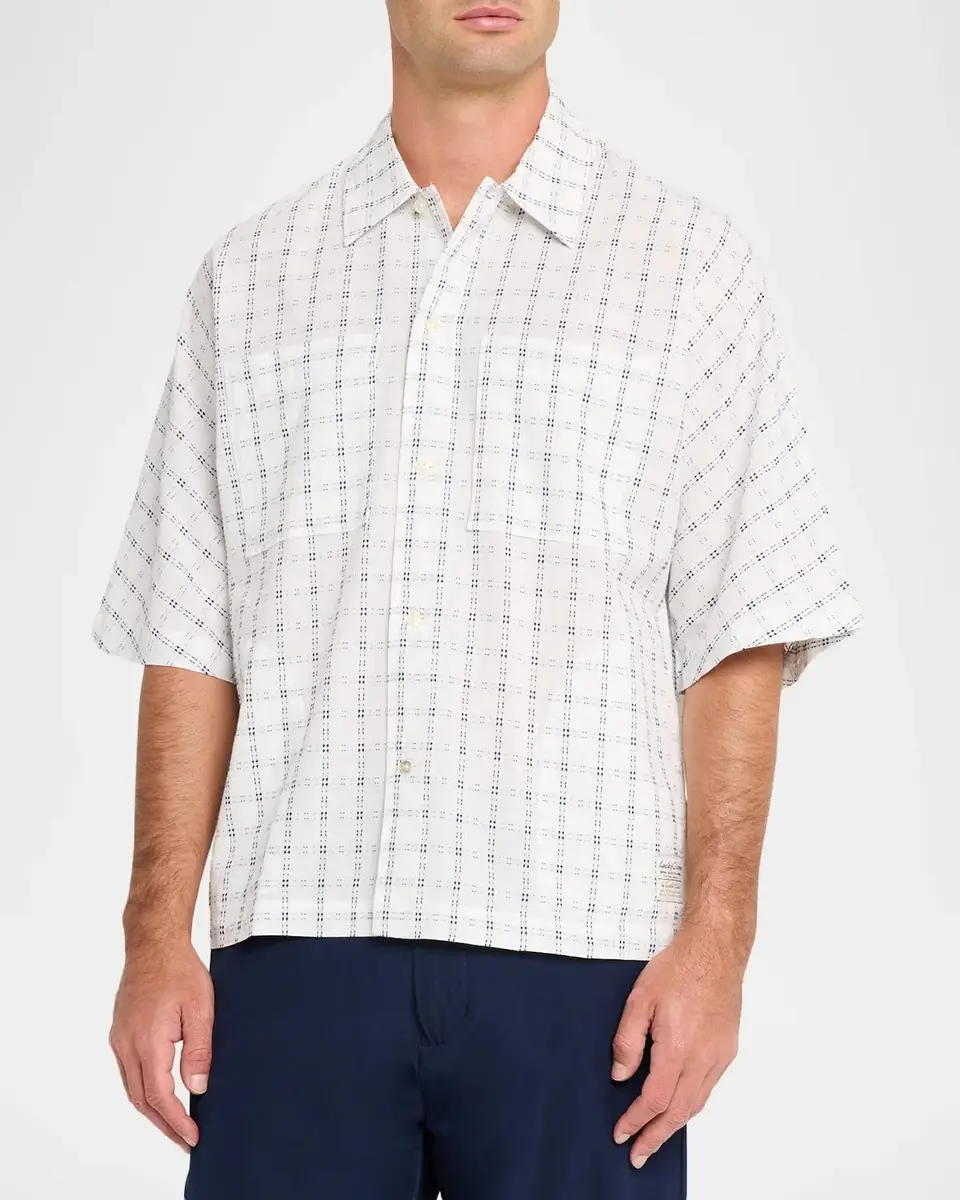 Maison Scotch Men's Check Loose-Fit Pocket Short-Sleeve Shirt | Thumbnail 4