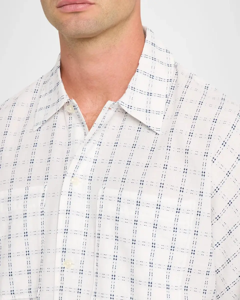 Maison Scotch Men's Check Loose-Fit Pocket Short-Sleeve Shirt | Thumbnail 5