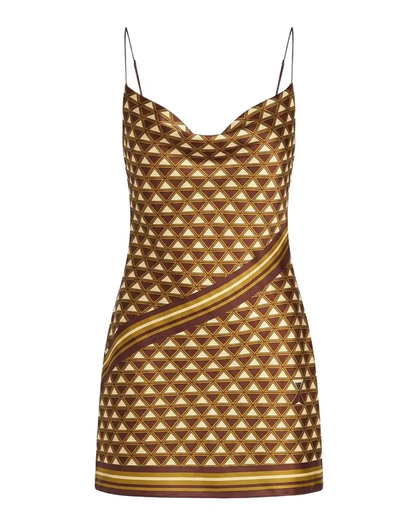Clemenza Satin Cowl-Neck Mini Dress Clemenza Satin Cowl-Neck Mini Dress