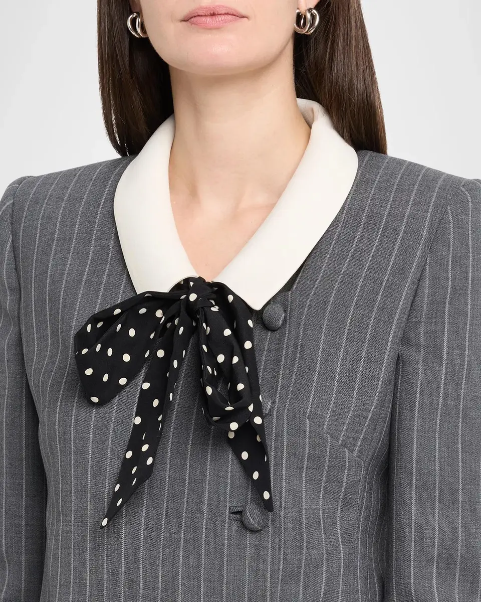 Valentino Garavani Polka-Dot Bow Pinstripe Wool Blazer Mini Dress | Thumbnail 5 Valentino Garavani Polka-Dot Bow Pinstripe Wool Blazer Mini Dress | Thumbnail 5