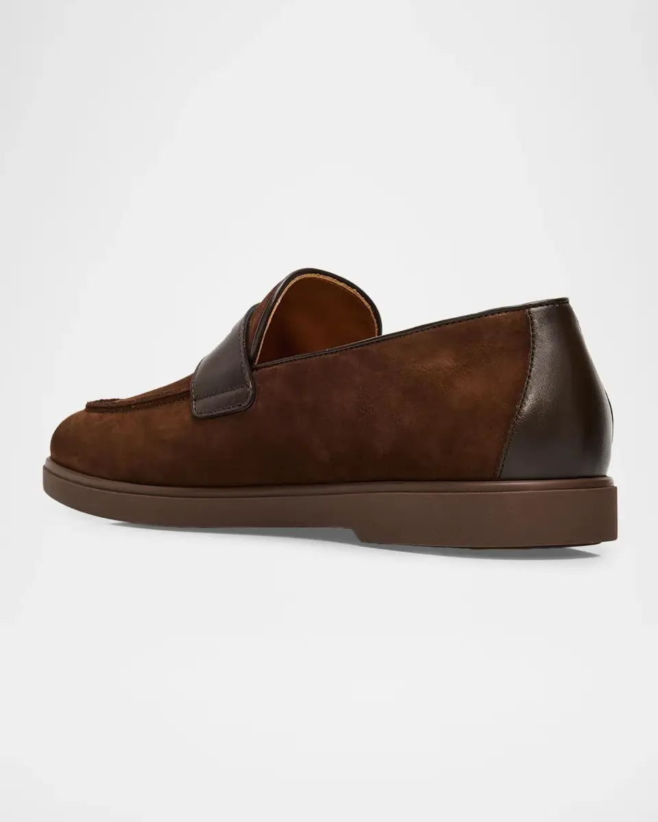 Giuseppe Zanotti Men's Suede Leather-Trim Penny Loafers | Thumbnail 4