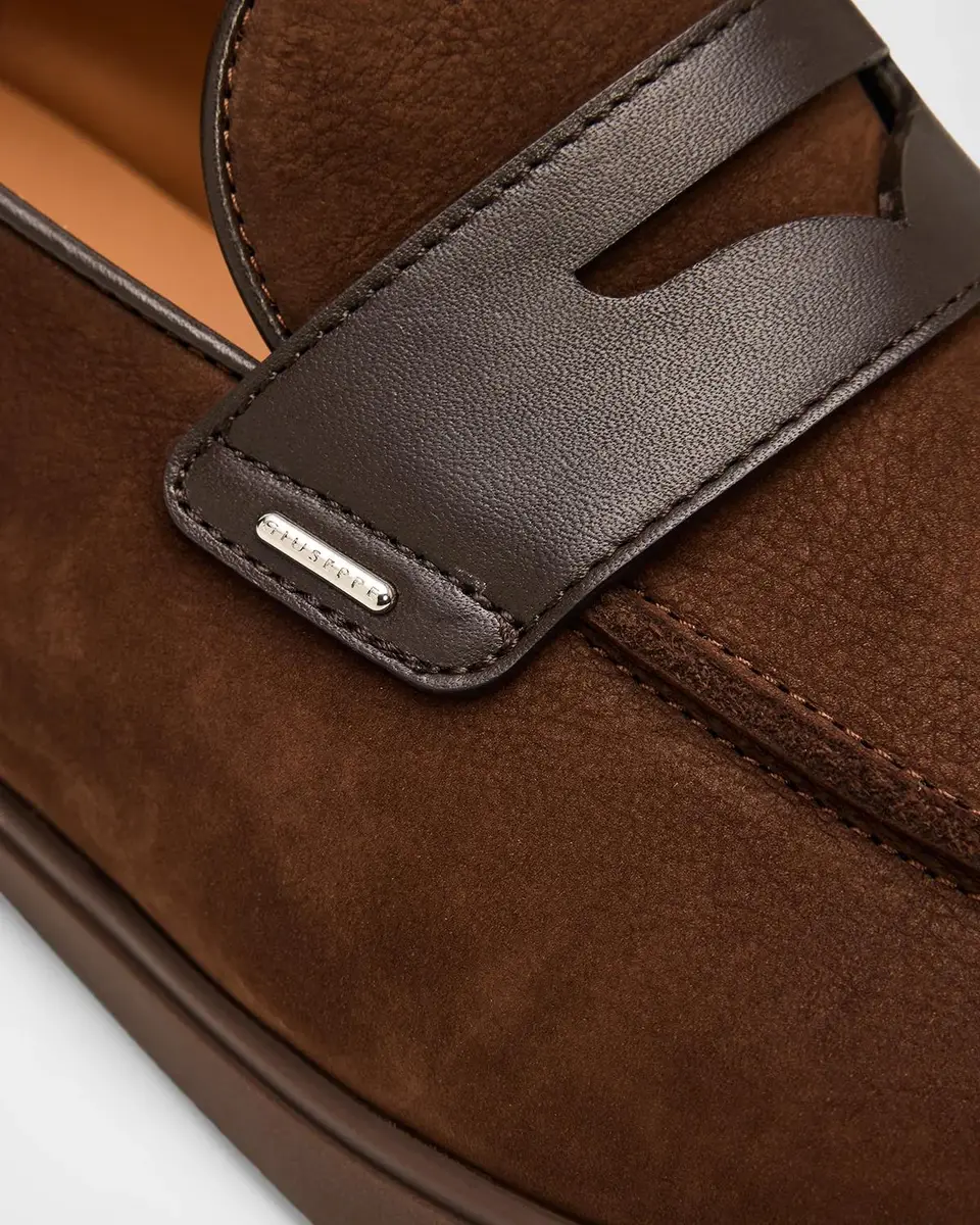 Giuseppe Zanotti Men's Suede Leather-Trim Penny Loafers | Thumbnail 5