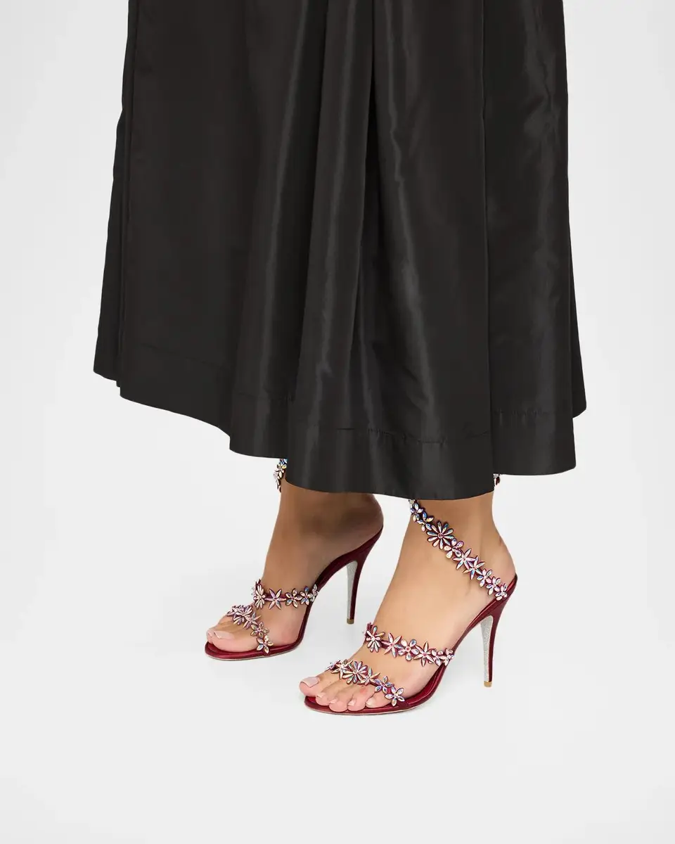 René Caovilla 100mm Floral Crystal Satin Ankle-Wrap Sandals | Thumbnail 2 René Caovilla 100mm Floral Crystal Satin Ankle-Wrap Sandals | Thumbnail 2