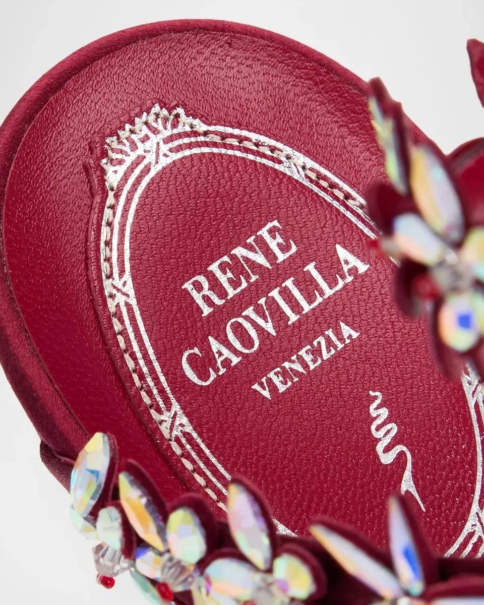 René Caovilla 100mm Floral Crystal Satin Ankle-Wrap Sandals | Thumbnail 5 René Caovilla 100mm Floral Crystal Satin Ankle-Wrap Sandals | Thumbnail 5
