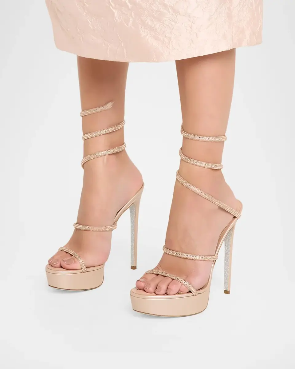 René Caovilla 130mm Embellished Satin Platform Snake-Wrap Sandals | Thumbnail 2 René Caovilla 130mm Embellished Satin Platform Snake-Wrap Sandals | Thumbnail 2