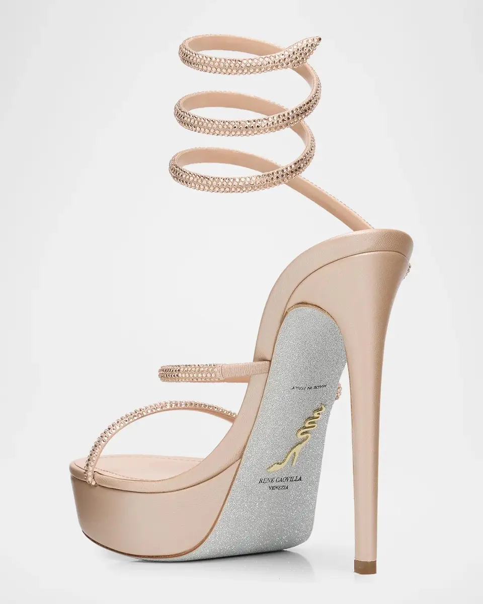 René Caovilla 130mm Embellished Satin Platform Snake-Wrap Sandals | Thumbnail 4 René Caovilla 130mm Embellished Satin Platform Snake-Wrap Sandals | Thumbnail 4