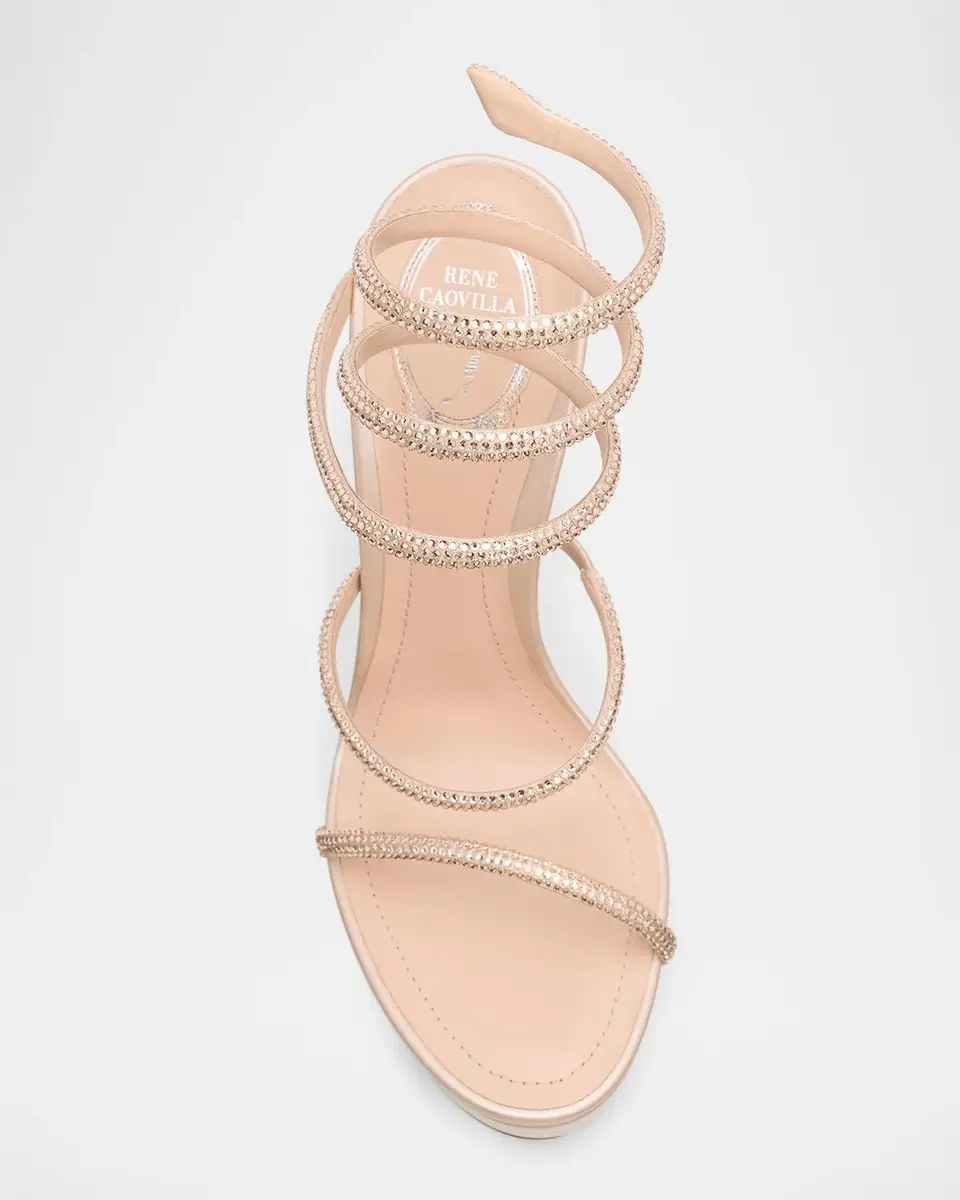 René Caovilla 130mm Embellished Satin Platform Snake-Wrap Sandals | Thumbnail 6 René Caovilla 130mm Embellished Satin Platform Snake-Wrap Sandals | Thumbnail 6