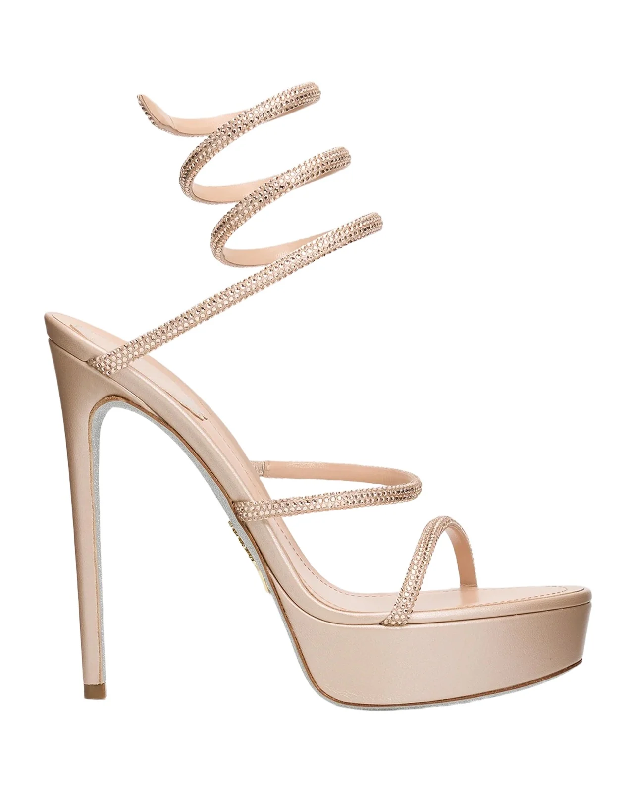 130mm Embellished Satin Platform Snake-Wrap Sandals 130mm Embellished Satin Platform Snake-Wrap Sandals