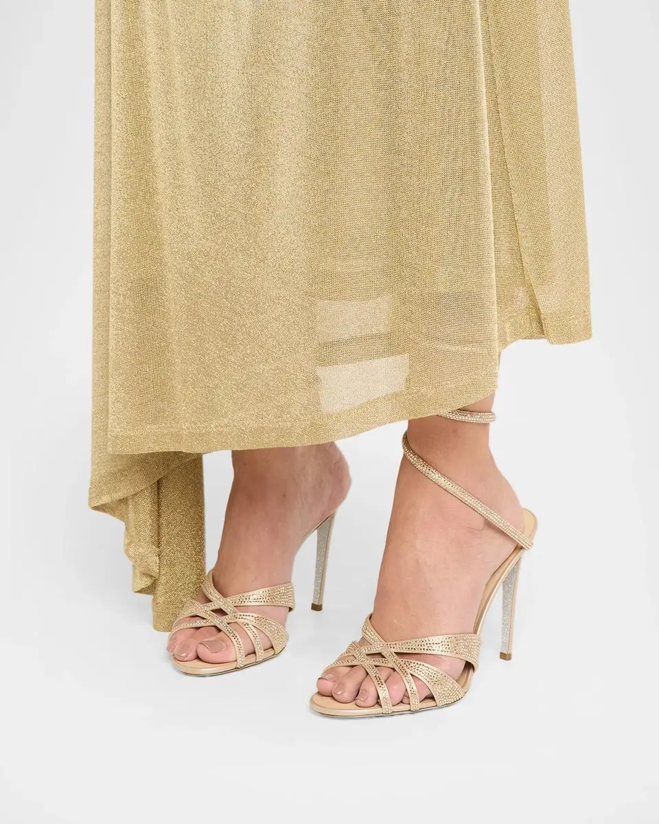 René Caovilla 105mm Embellished Satin Snake-Wrap Sandals | Thumbnail 2 René Caovilla 105mm Embellished Satin Snake-Wrap Sandals | Thumbnail 2