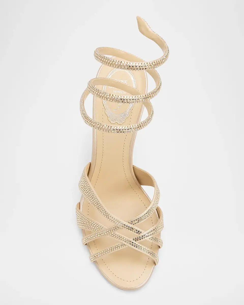 René Caovilla 105mm Embellished Satin Snake-Wrap Sandals | Thumbnail 6 René Caovilla 105mm Embellished Satin Snake-Wrap Sandals | Thumbnail 6