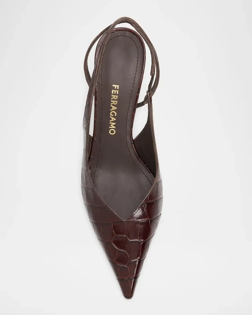 Ferragamo Dafne 70MM Croc-Embossed Slingback Pumps | Thumbnail 6 Ferragamo Dafne 70MM Croc-Embossed Slingback Pumps | Thumbnail 6