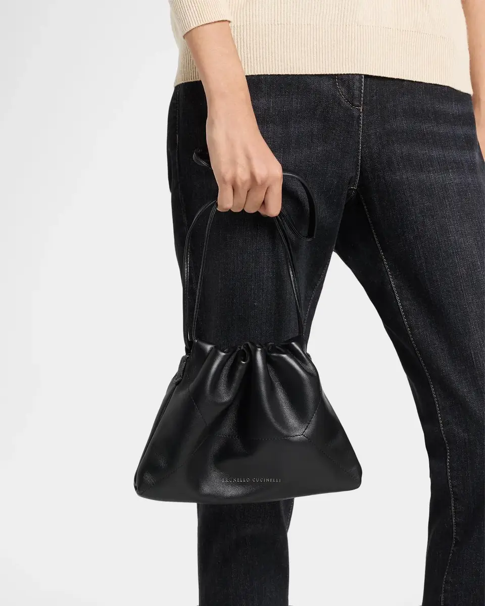 Brunello Cucinelli Drawstring Leather Shoulder Bag | Thumbnail 2 Brunello Cucinelli Drawstring Leather Shoulder Bag | Thumbnail 2