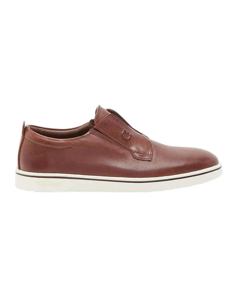Ferragamo Alfievit Leather Slip On Sneakers