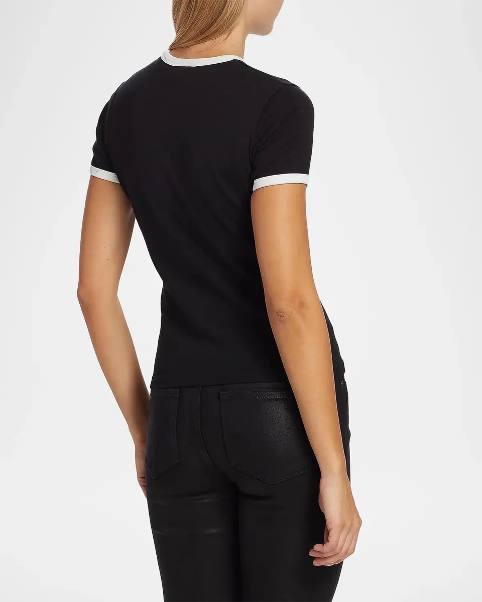 Courrèges Logo-Embroidered Cotton T-Shirt with Tipping | Thumbnail 3 Courrèges Logo-Embroidered Cotton T-Shirt with Tipping | Thumbnail 3