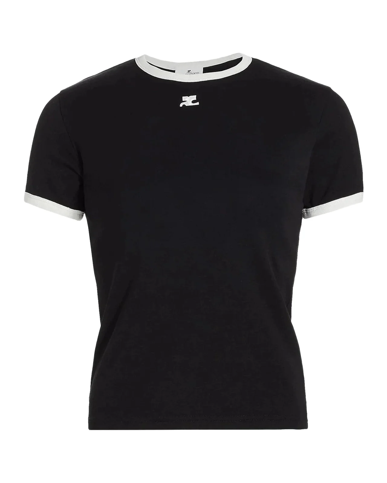 Courrèges Logo-Embroidered Cotton T-Shirt with Tipping