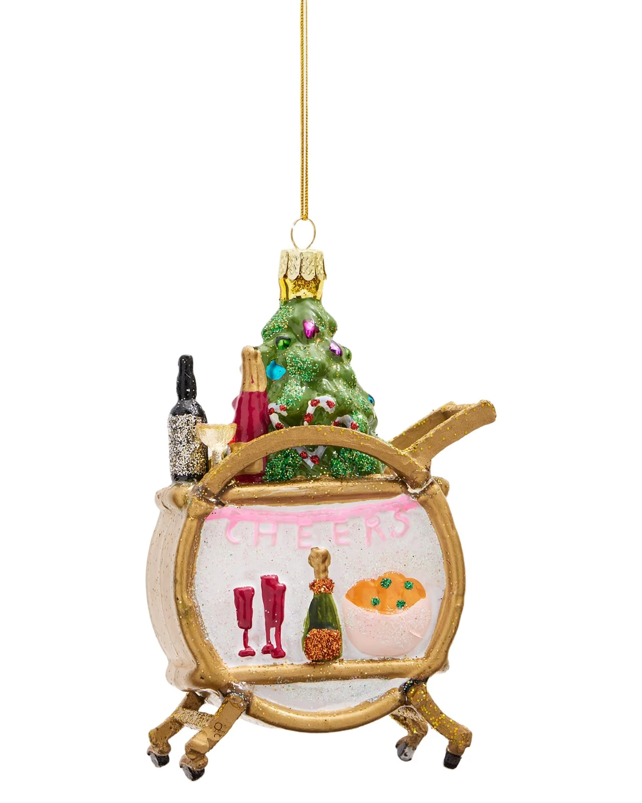 Cody Foster & Co Holiday Bar Cart Christmas Ornament