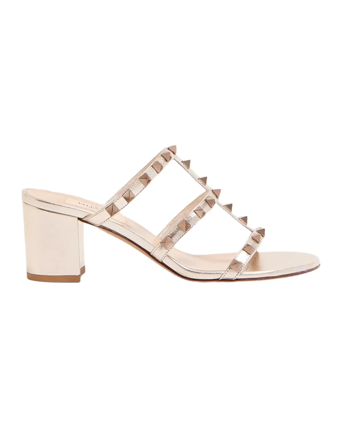 Valentino Garavani 60mm Rockstud Caged Block-Heel Slide Sandals