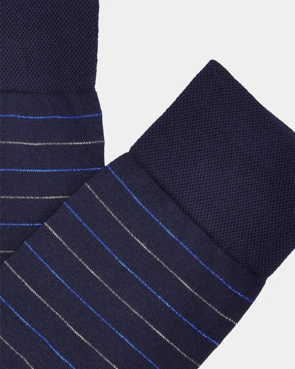 Marcoliani Men's 2-Pack City Stripe Pima Cotton Mid-Calf Socks | Thumbnail 2