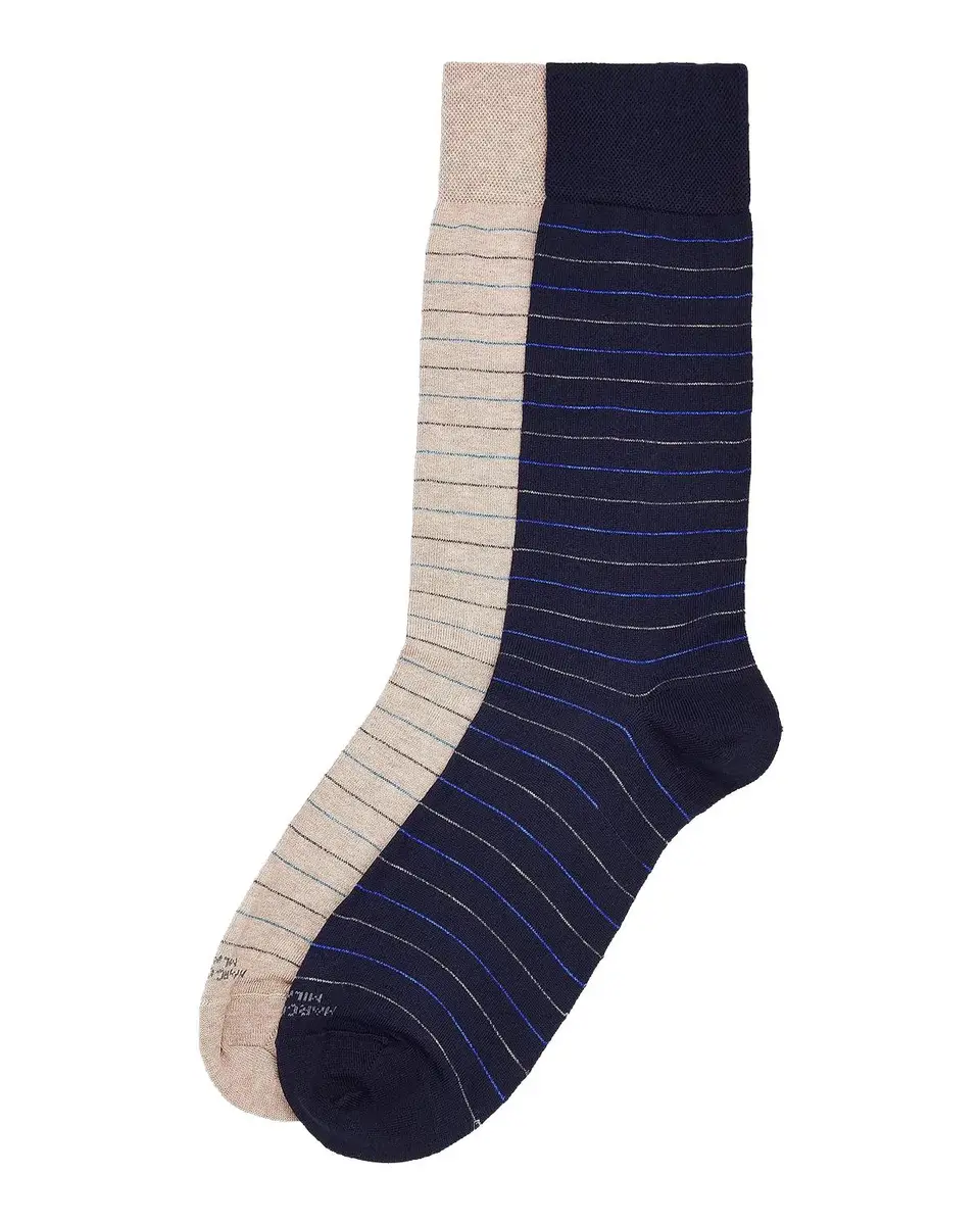 Marcoliani Men's 2-Pack City Stripe Pima Cotton Mid-Calf Socks | Thumbnail 3
