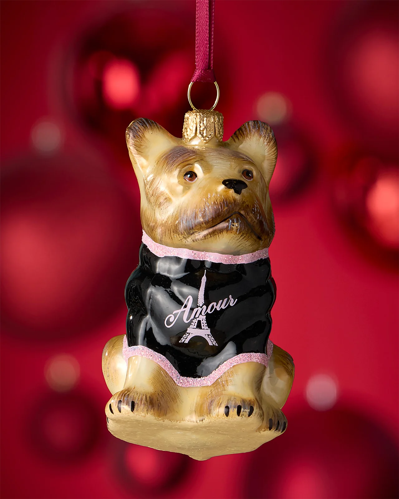 Joy To The World Collectibles Cream French Bulldog Christmas Ornament