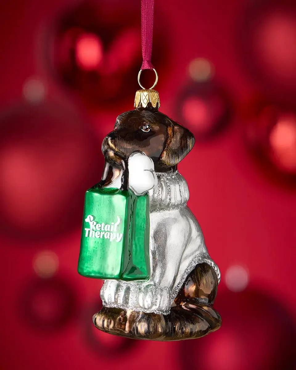 Joy To The World Collectibles Chocolate Lab with Retail Therapy Bag Christmas Ornament | Thumbnail 2 Joy To The World Collectibles Chocolate Lab with Retail Therapy Bag Christmas Ornament | Thumbnail 2