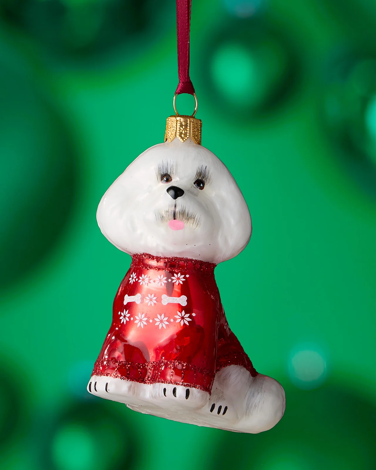 Joy To The World Collectibles Bichon Frise in Nordic Sweater Christmas Ornament