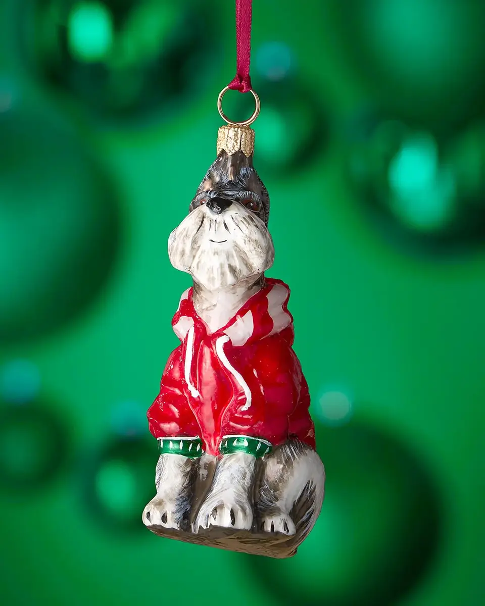 Joy To The World Collectibles Gray Schnauzer in Candy Cane Hoodie Christmas Ornament | Thumbnail 2 Joy To The World Collectibles Gray Schnauzer in Candy Cane Hoodie Christmas Ornament | Thumbnail 2