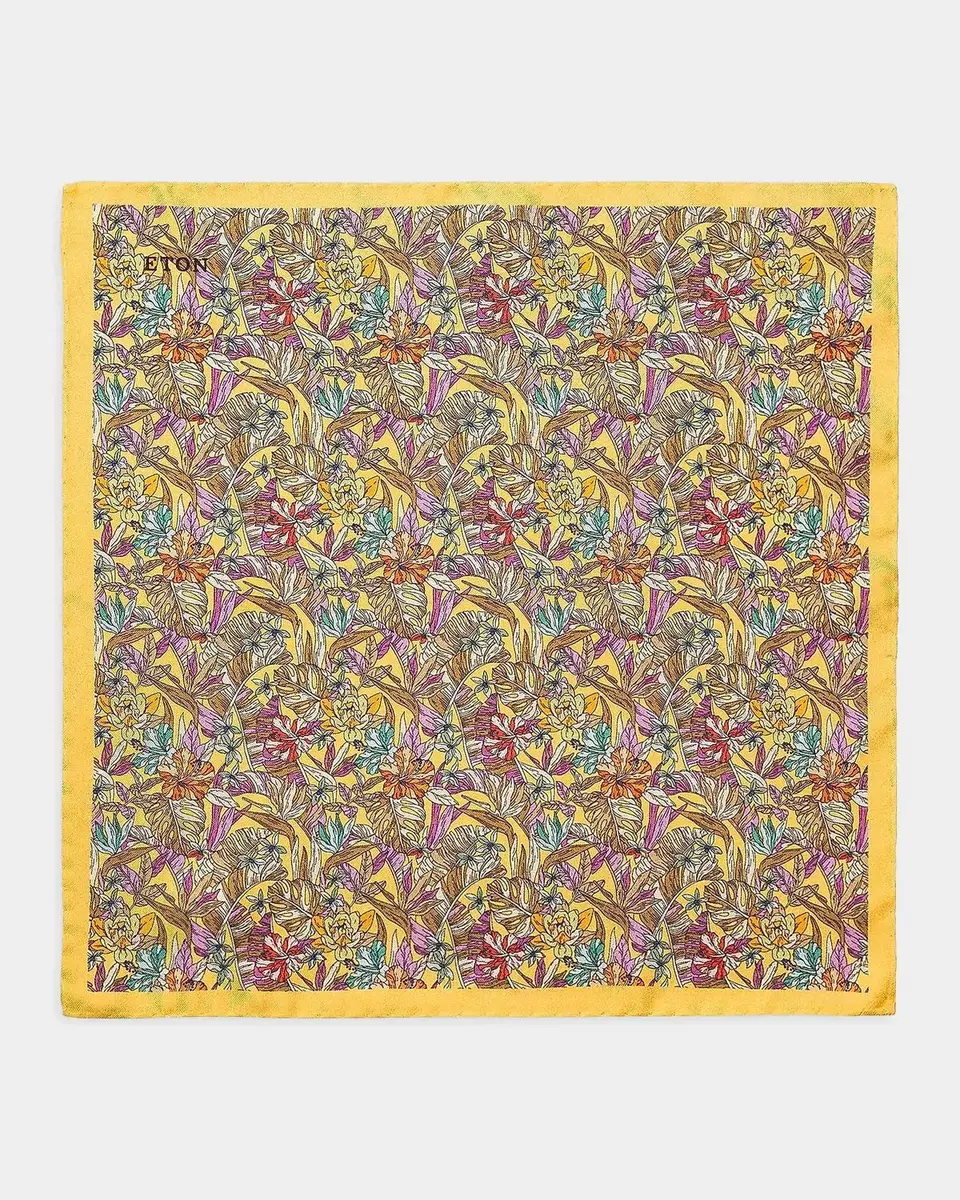 Eton Men's Tropical Floral Silk Pocket Square | Thumbnail 2