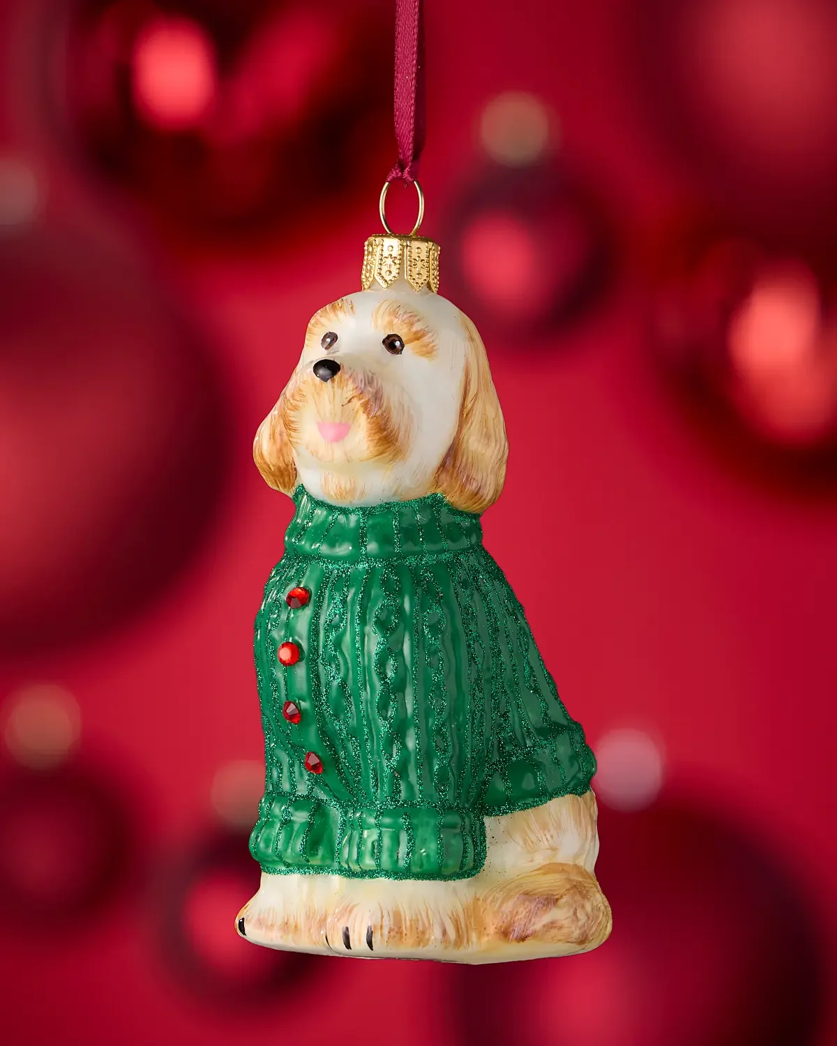 Joy To The World Collectibles Goldendoodle in Aran Sweater Christmas Ornament