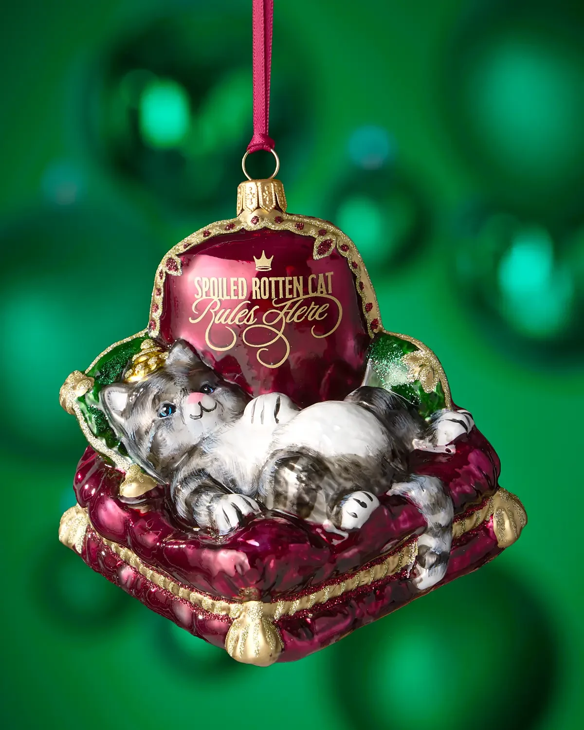 Joy To The World Collectibles Spoiled Rotten Cat Christmas Ornament