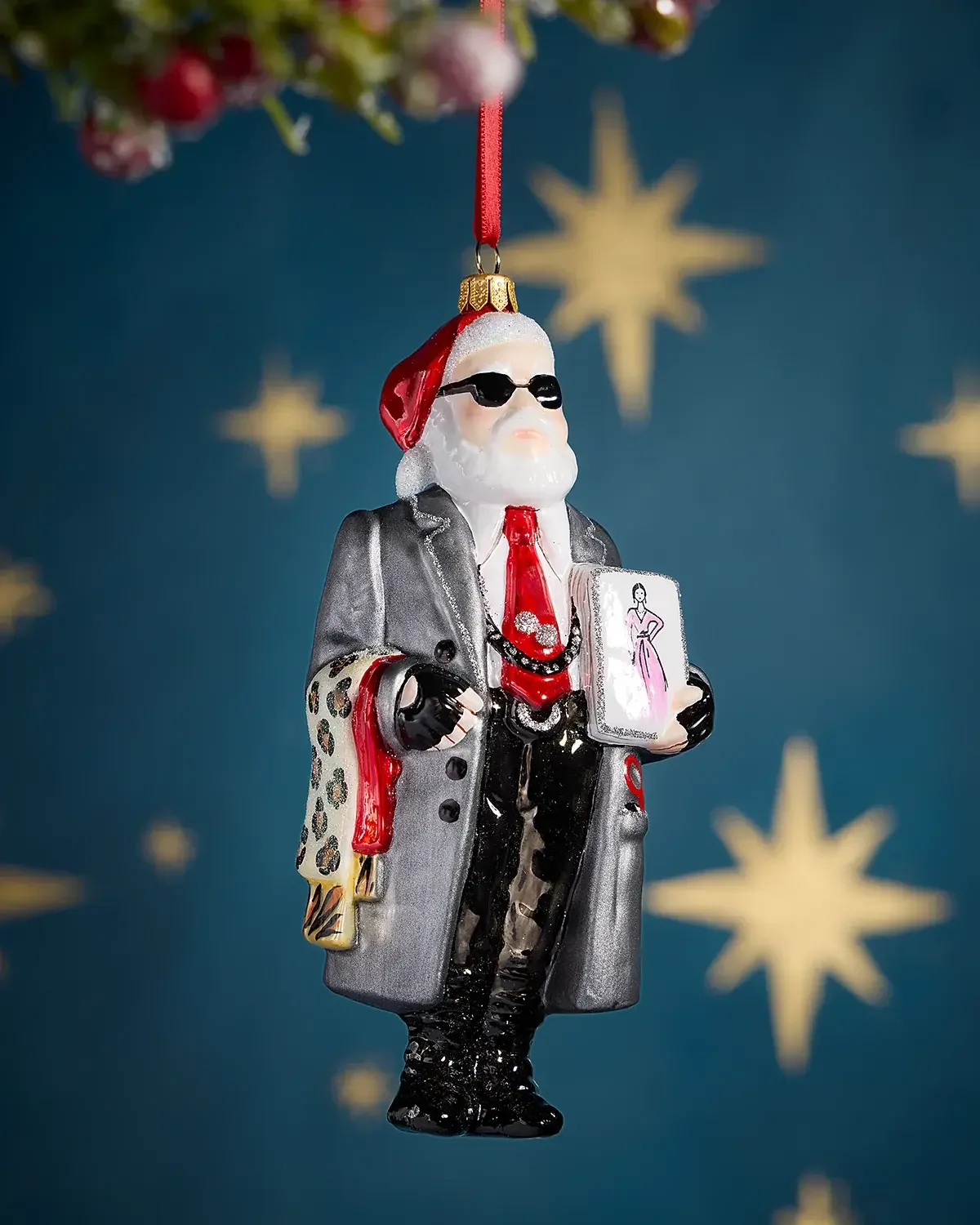Joy To The World Collectibles Fashion Designer Santa Christmas Ornament