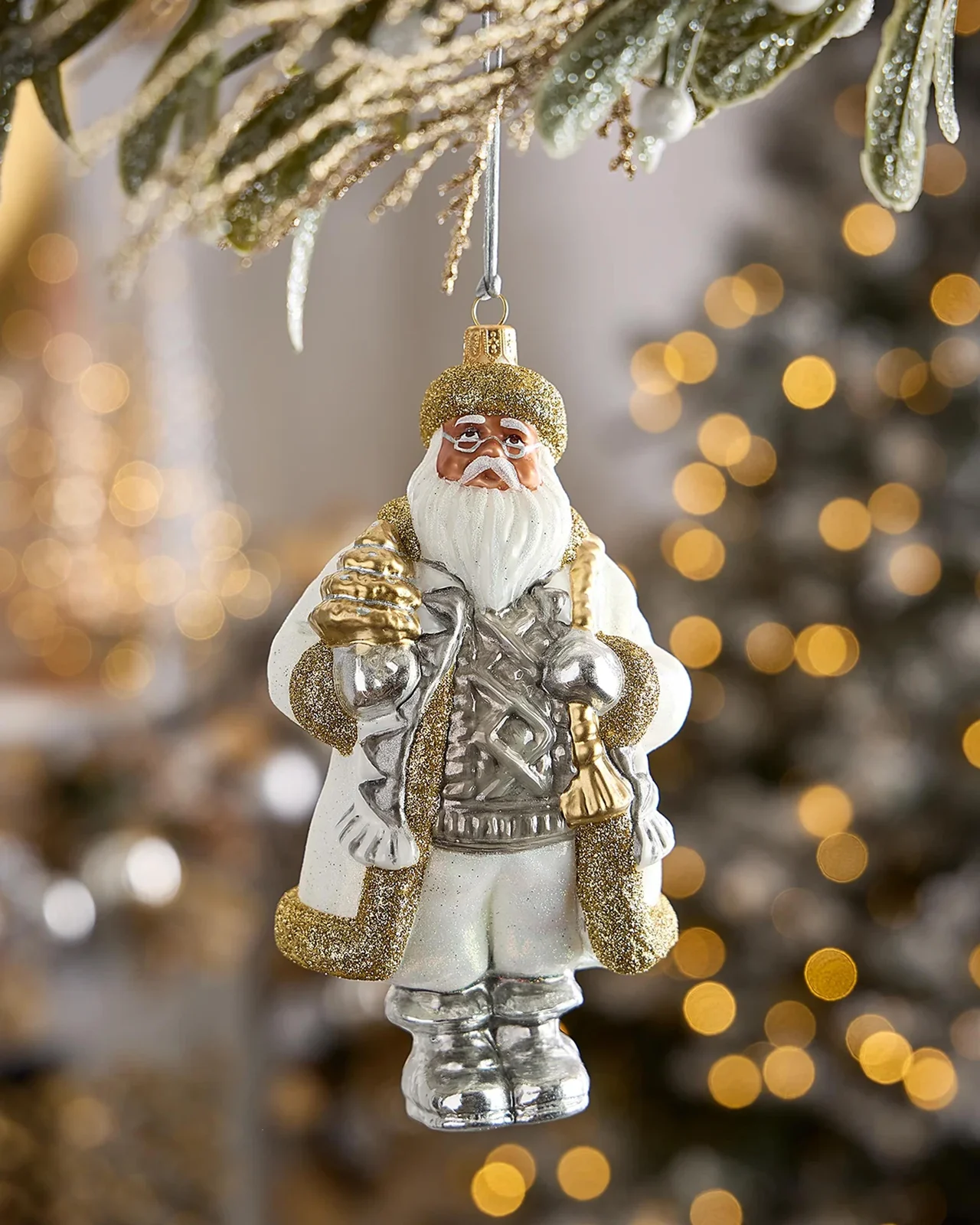 Exclusive African American Santa Christmas Ornament