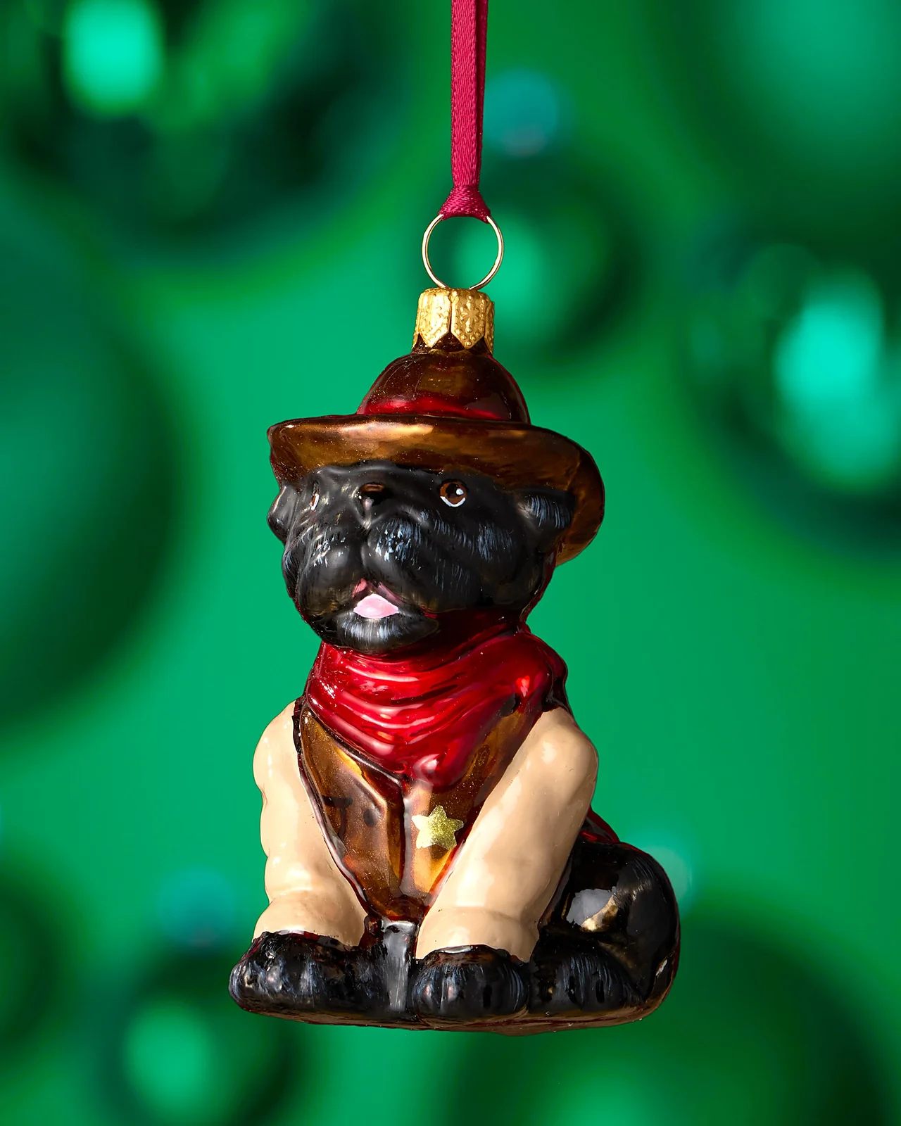 Joy To The World Collectibles Black Pug in Western Outfit Christmas Ornament