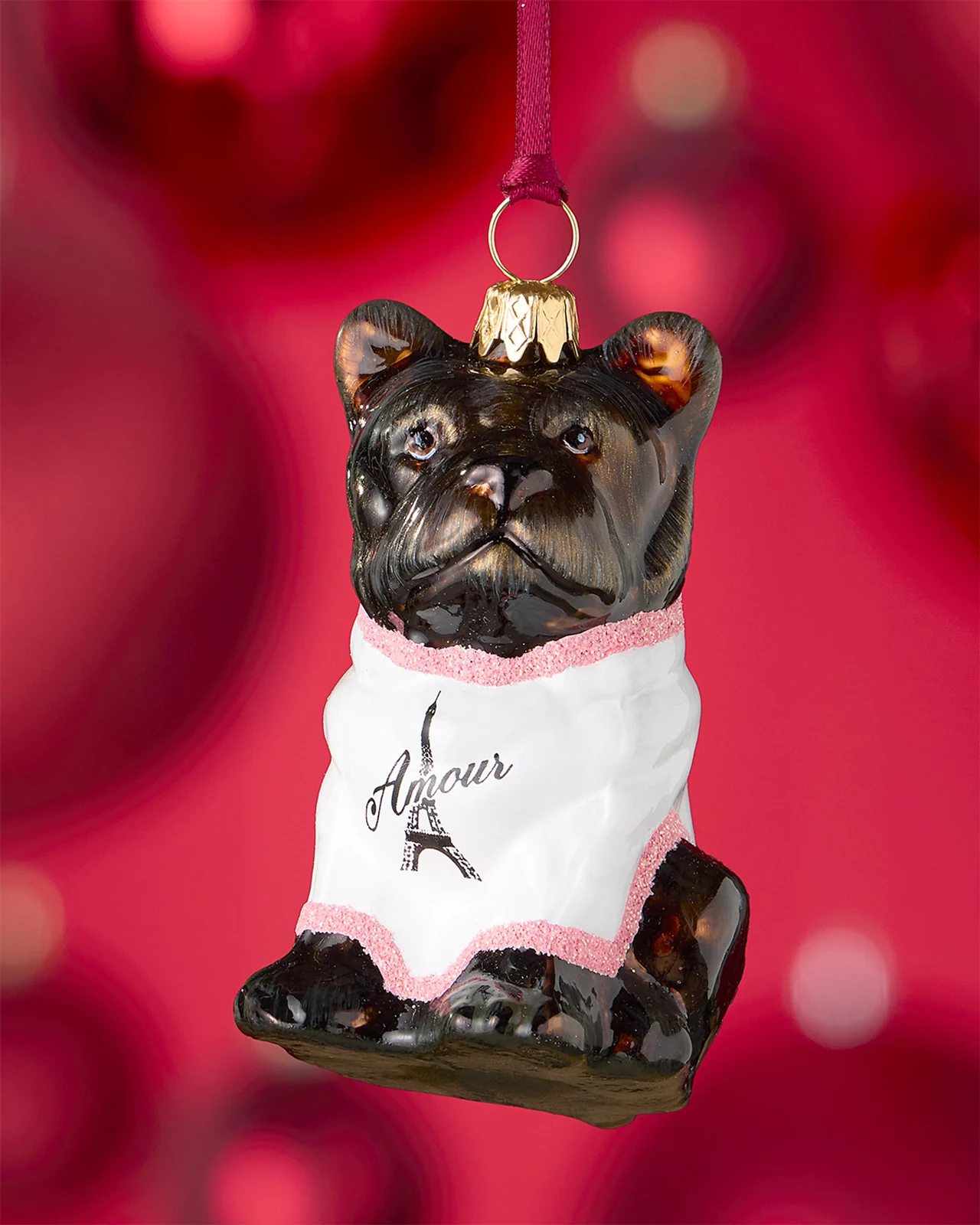 Joy To The World Collectibles Black French Bulldog Christmas Ornament